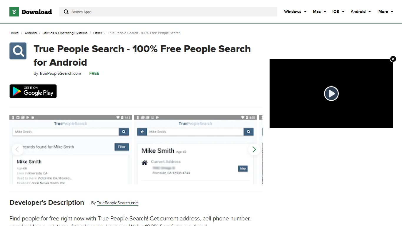 True People Search - 100% Free People Search - Free download and ...